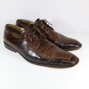 FLAWS** Belvedere Genuine Ostrich Brown Leather Oxford‎ Dress Shoes Mens 9.5 E