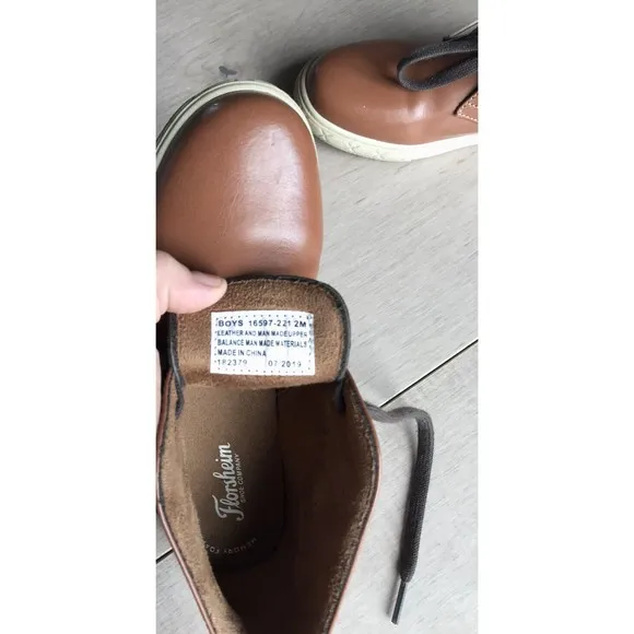 Florsheim boys leather shoes boots brown 2 M
