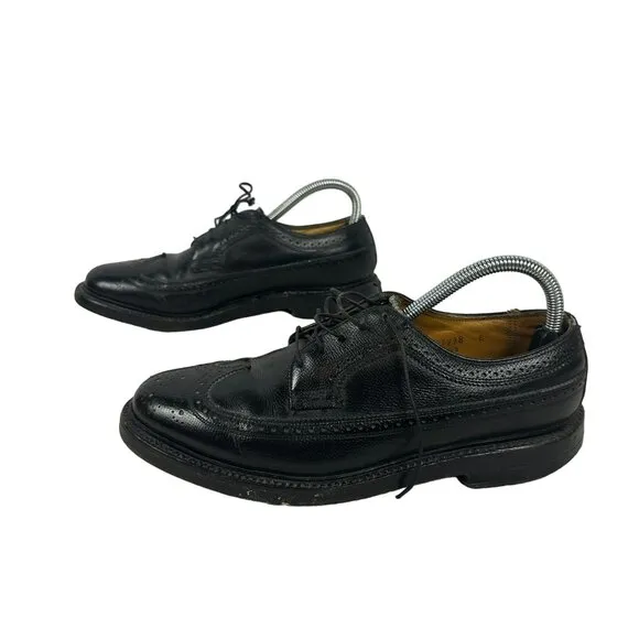 Florsheim Imperial Men's Black Leather Wingtip Oxford Dress Shoes Size 6.5D