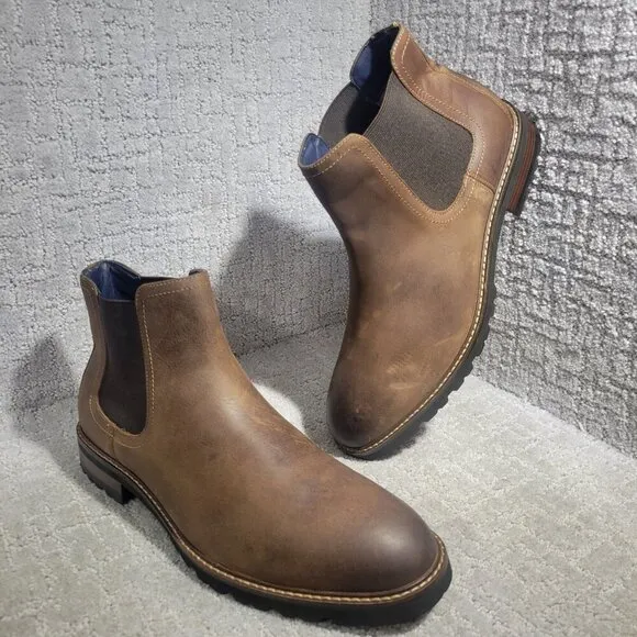 Florsheim Renegade Men's Size 10W US Brown Leather Plain Toe Chelsea Boots