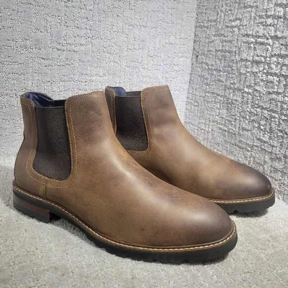 Florsheim Renegade Men's Size 10W US Brown Leather Plain Toe Chelsea Boots