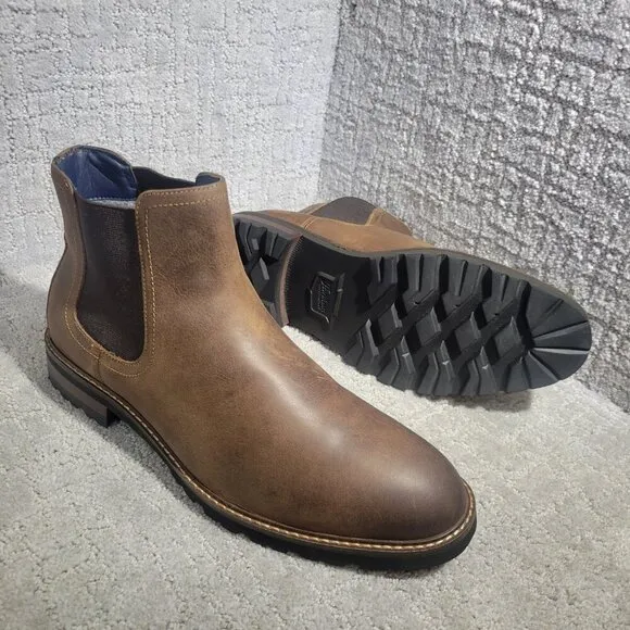 Florsheim Renegade Men's Size 10W US Brown Leather Plain Toe Chelsea Boots