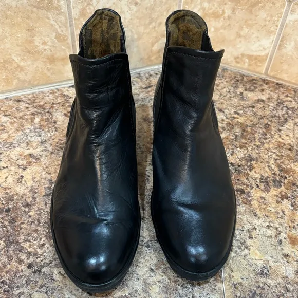 Fly London Phil Chelsea Black Ankle Boots Size 38 US 8