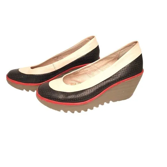 FLY London Women's Yoko Perf Wedge Pump