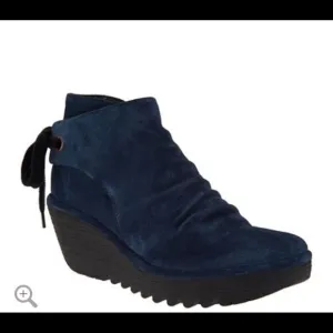 FLY London blue suede booties sz 10