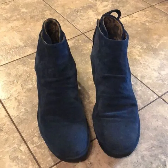 FLY London blue suede booties sz 10