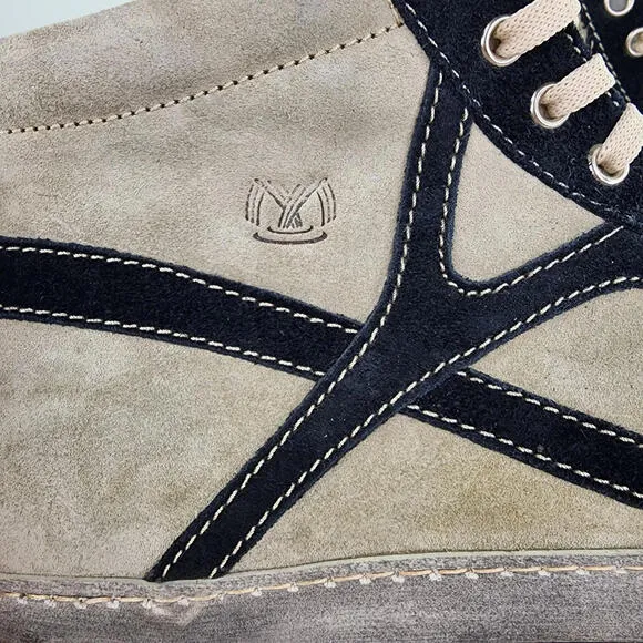 Fontanina Oliberte Hi-top Sneakers US 9 Gray/black Suede Lace-Up Ankle Boot Shoe
