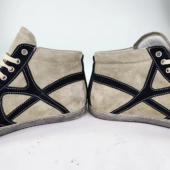 Fontanina Oliberte Hi-top Sneakers US 9 Gray/black Suede Lace-Up Ankle Boot Shoe
