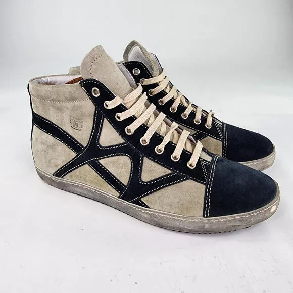 Fontanina Oliberte Hi-top Sneakers US 9 Gray/black Suede Lace-Up Ankle Boot Shoe