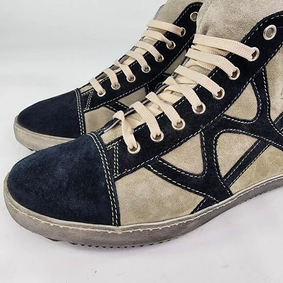 Fontanina Oliberte Hi-top Sneakers US 9 Gray/black Suede Lace-Up Ankle Boot Shoe