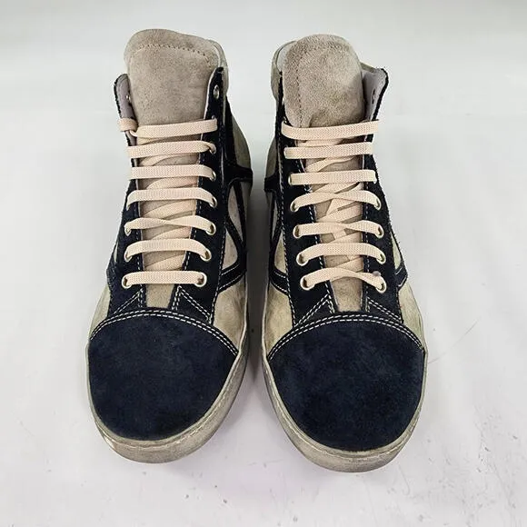 Fontanina Oliberte Hi-top Sneakers US 9 Gray/black Suede Lace-Up Ankle Boot Shoe