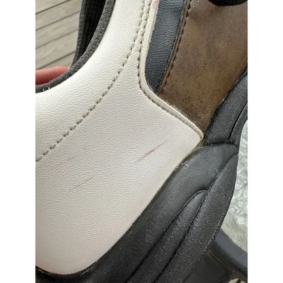 FootJoy Golf Shoes Saddle Leather Spiked EXZONE White Brown Mens 10.5W