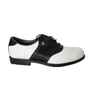 FootJoy SoftJoys Mens 8M Black &amp; White Leather Saddle Golf Shoes Classic Sport
