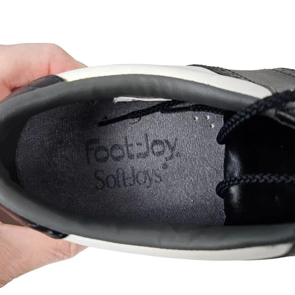 FootJoy SoftJoys Mens 8M Black &amp; White Leather Saddle Golf Shoes Classic Sport