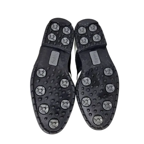 FootJoy SoftJoys Mens 8M Black &amp; White Leather Saddle Golf Shoes Classic Sport