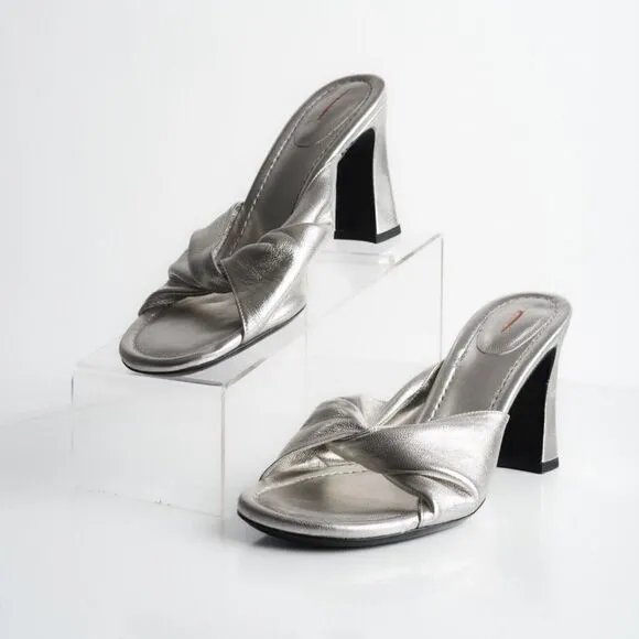 Frame Womens Le Carver Knotted Metallic Leather Mules Sandals US 9.5 EU 40.5