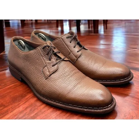 FRANCO CUADRA Chestnut Brown Derby Shoes Genuine Deer Leather Fast Ship Mens 9