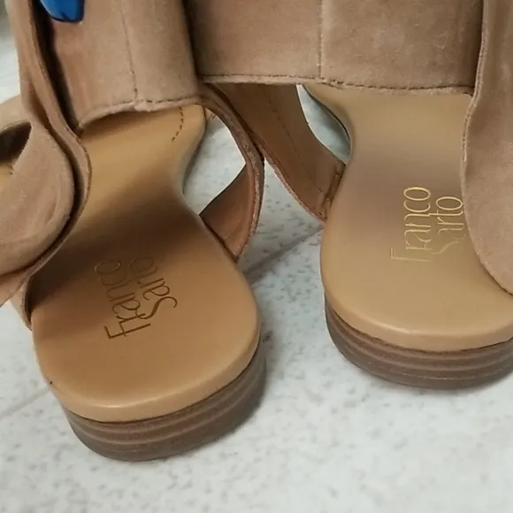 FRANCO SARTO leather sandals tan beige glitter