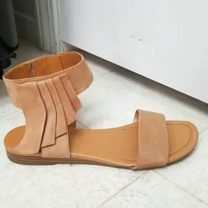 FRANCO SARTO leather sandals tan beige glitter