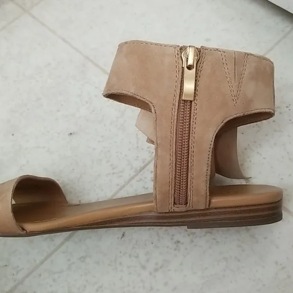 FRANCO SARTO leather sandals tan beige glitter