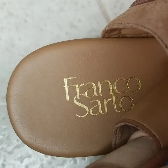 FRANCO SARTO leather sandals tan beige glitter