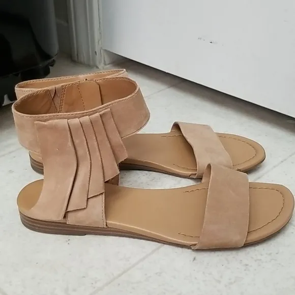 FRANCO SARTO leather sandals tan beige glitter