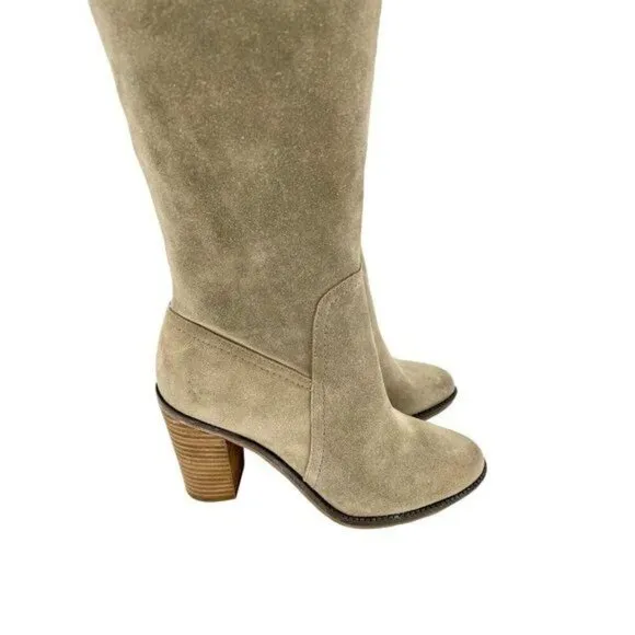 FRANCO SARTO Tan Suede Leather Over the Knee Boots Tassel NEW SZ 7.5