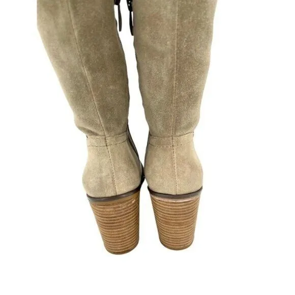 FRANCO SARTO Tan Suede Leather Over the Knee Boots Tassel NEW SZ 7.5