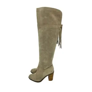 FRANCO SARTO Tan Suede Leather Over the Knee Boots Tassel NEW SZ 7.5