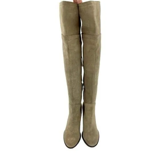 FRANCO SARTO Tan Suede Leather Over the Knee Boots Tassel NEW SZ 7.5