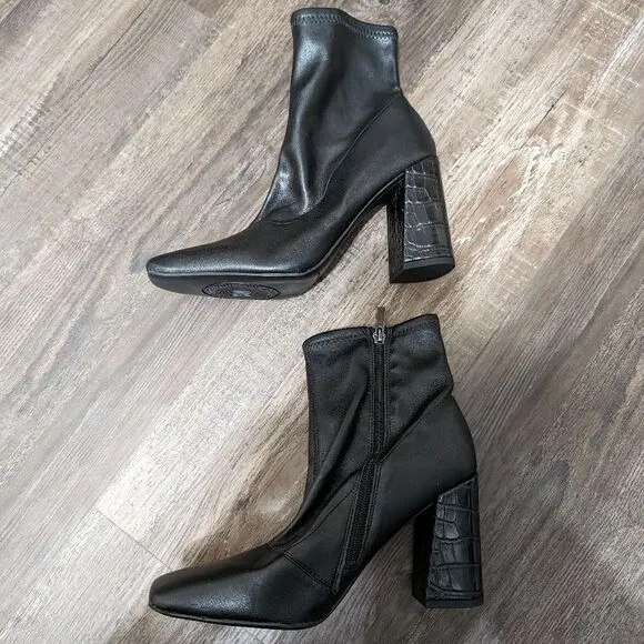 FRANCO SARTO Women's Black Hand finished Leather Boots with Block Heel Size 9