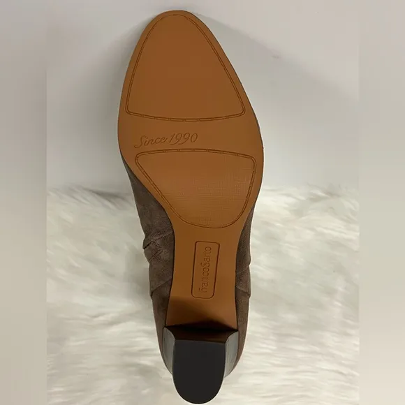 Franco Sarto Womens Taupe Pia Block Heel Booties Boots Shoes Size 7 NWOB