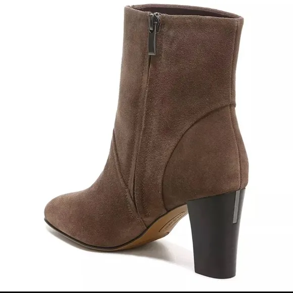 Franco Sarto Womens Taupe Pia Block Heel Booties Boots Shoes Size 7 NWOB