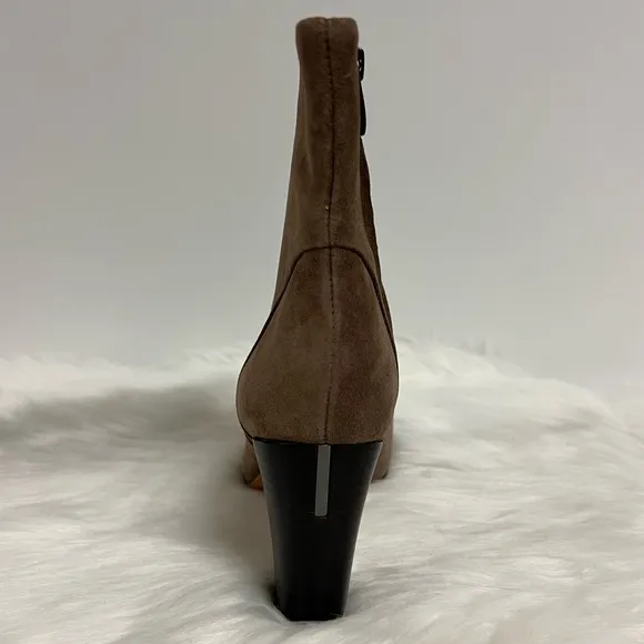 Franco Sarto Womens Taupe Pia Block Heel Booties Boots Shoes Size 7 NWOB