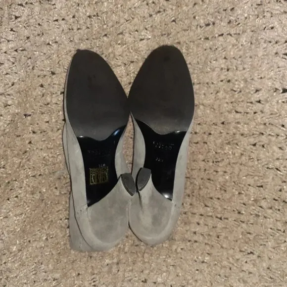 FRATELLI ROSSETTI-Gray Soft Suede Booties-Brogue Accent-Lace Drawstring-Sz 6-NM