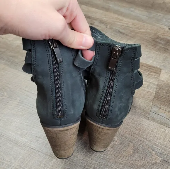 Free People Black Hybrid Strappy Heel Ankle Booties Boots