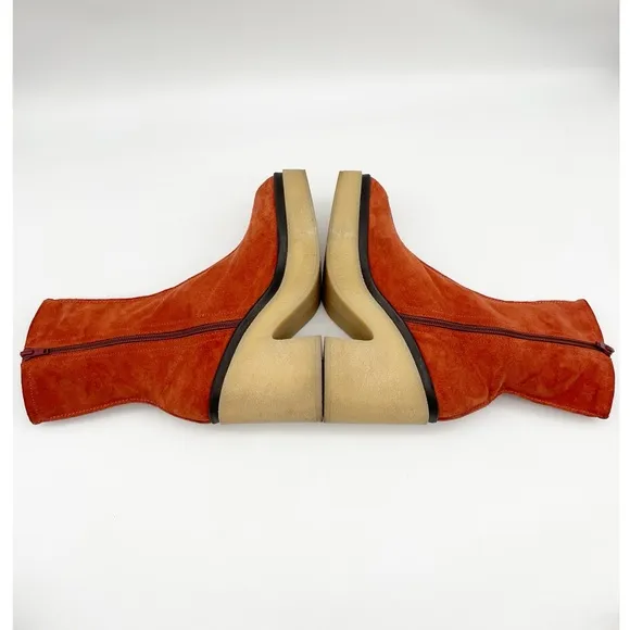 Free People Gigi Burnt Orange Suede Ankle Boots Size 7.5