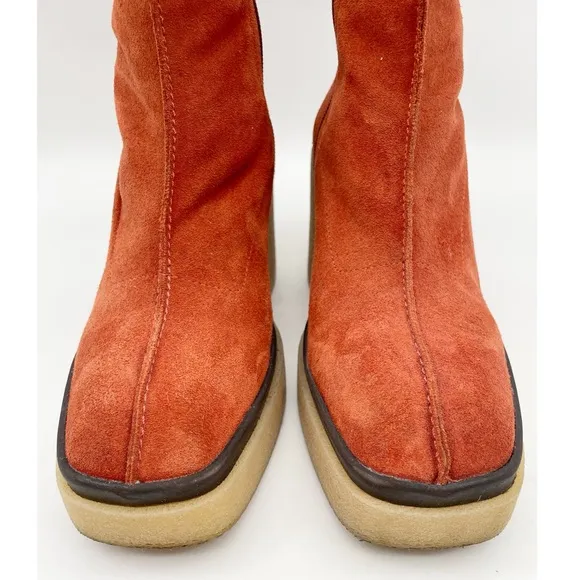 Free People Gigi Burnt Orange Suede Ankle Boots Size 7.5