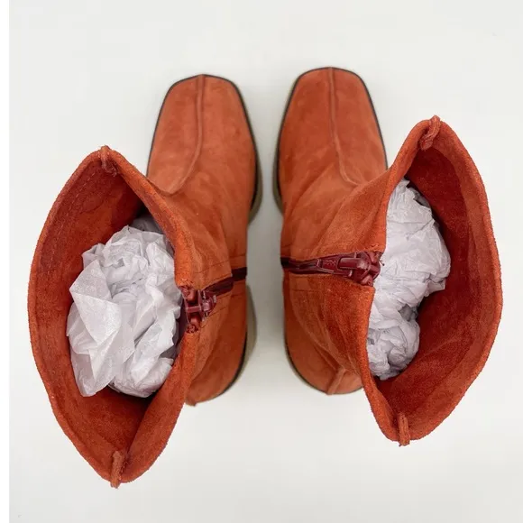 Free People Gigi Burnt Orange Suede Ankle Boots Size 7.5