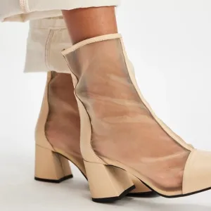 Free People Wisteria Mesh Ankle Length Boots Resortwear Nude Tan