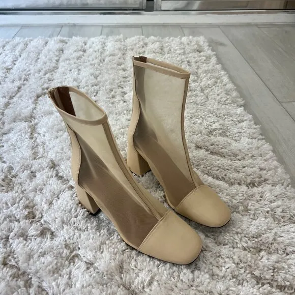 Free People Wisteria Mesh Ankle Length Boots Resortwear Nude Tan