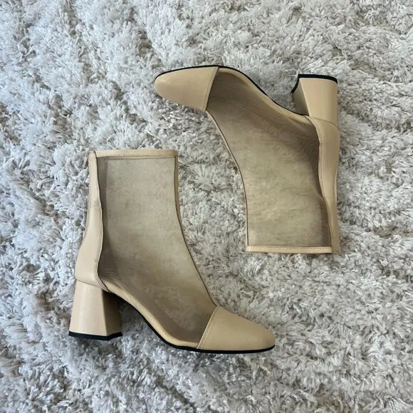 Free People Wisteria Mesh Ankle Length Boots Resortwear Nude Tan