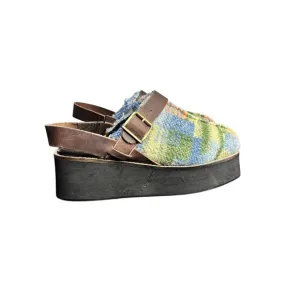 Free People Women's Astrid Platform Mule 8.5 Blue Knit Square toe Casual Clogs