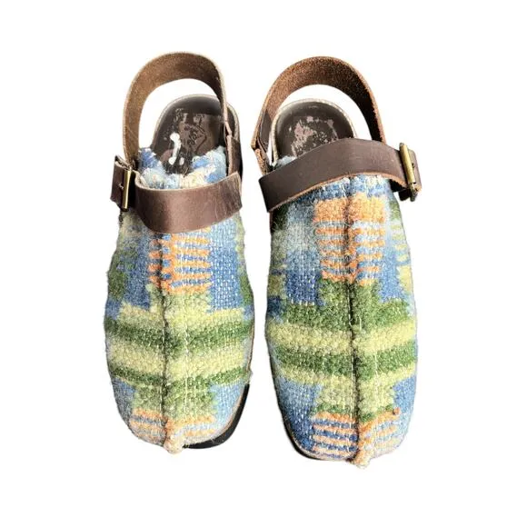 Free People Women's Astrid Platform Mule 8.5 Blue Knit Square toe Casual Clogs
