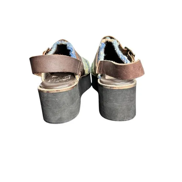 Free People Women's Astrid Platform Mule 8.5 Blue Knit Square toe Casual Clogs