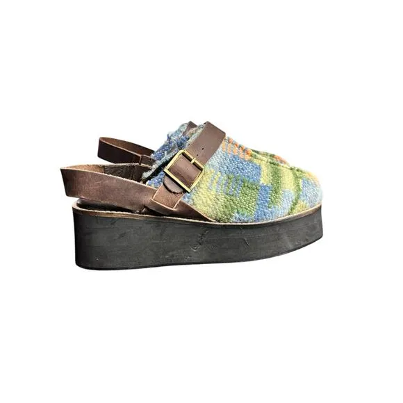 Free People Women's Astrid Platform Mule 8.5 Blue Knit Square toe Casual Clogs