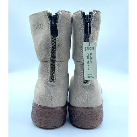 Free People x Cougar Cozy Up Shearling Boot Fur Line Suede Taupe Sz 11 NWOB $198