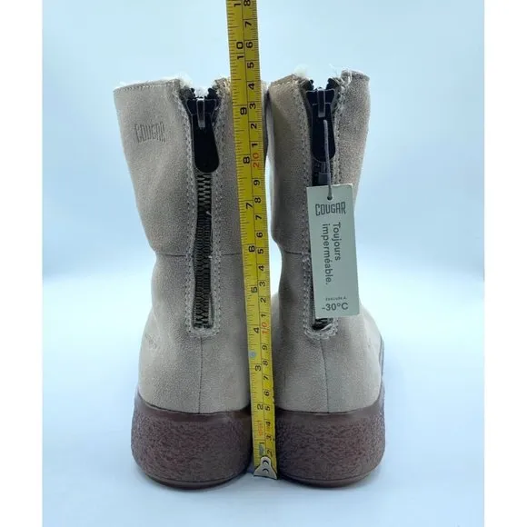Free People x Cougar Cozy Up Shearling Boot Fur Line Suede Taupe Sz 11 NWOB $198