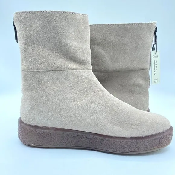 Free People x Cougar Cozy Up Shearling Boot Fur Line Suede Taupe Sz 11 NWOB $198