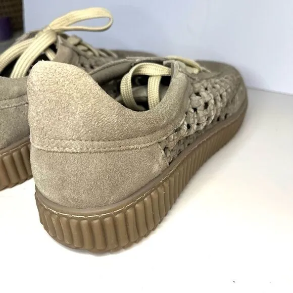 Free People Wimberley Woven Soft Suede Sneaker Moonrock 11 NIB
